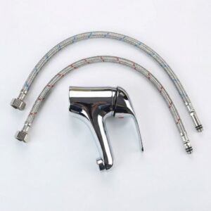 Single Lever Basin Mixer with Braided Hoses
